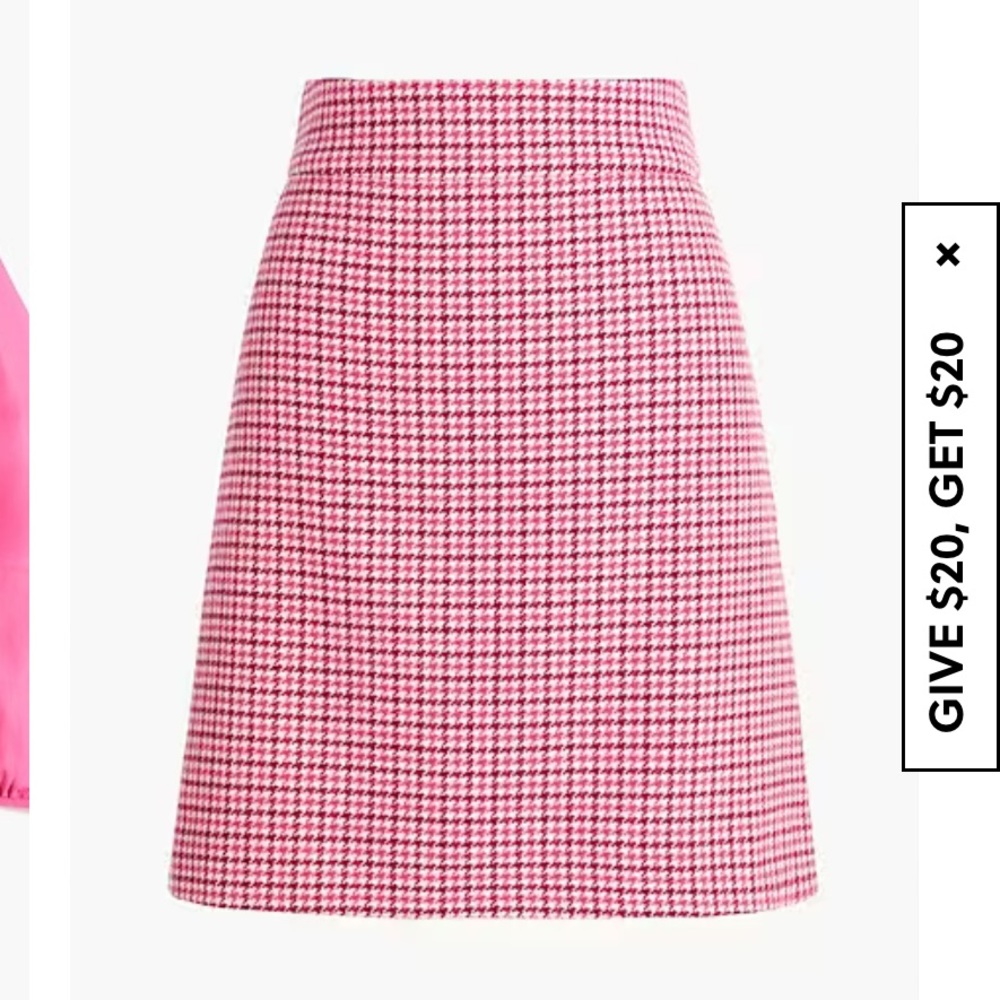 J. Crew Pink Houndstooth Pencil Skirt